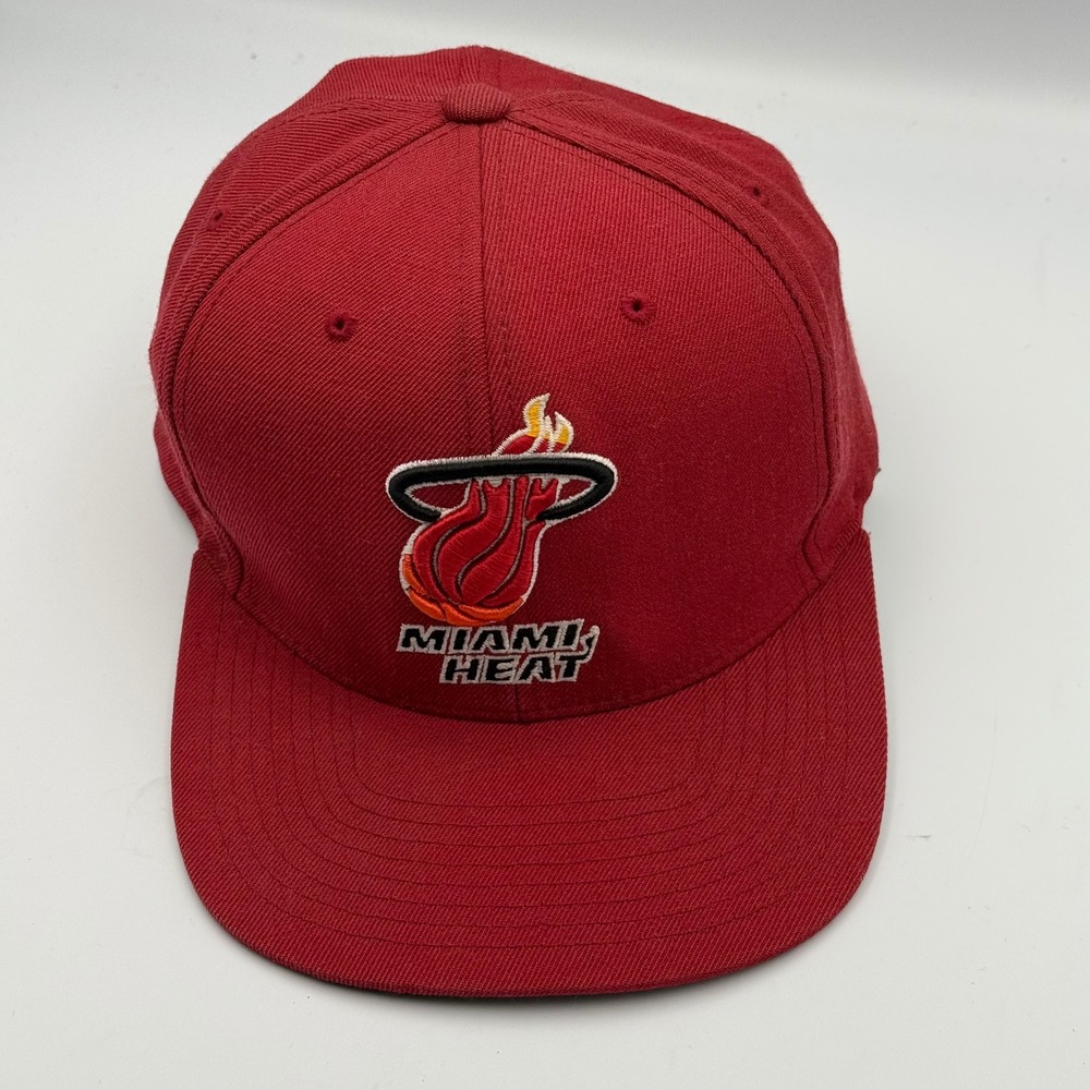 Mitchell & Ness Miami Heat Snapback Hat Red Hardwood Classics NBA Cap